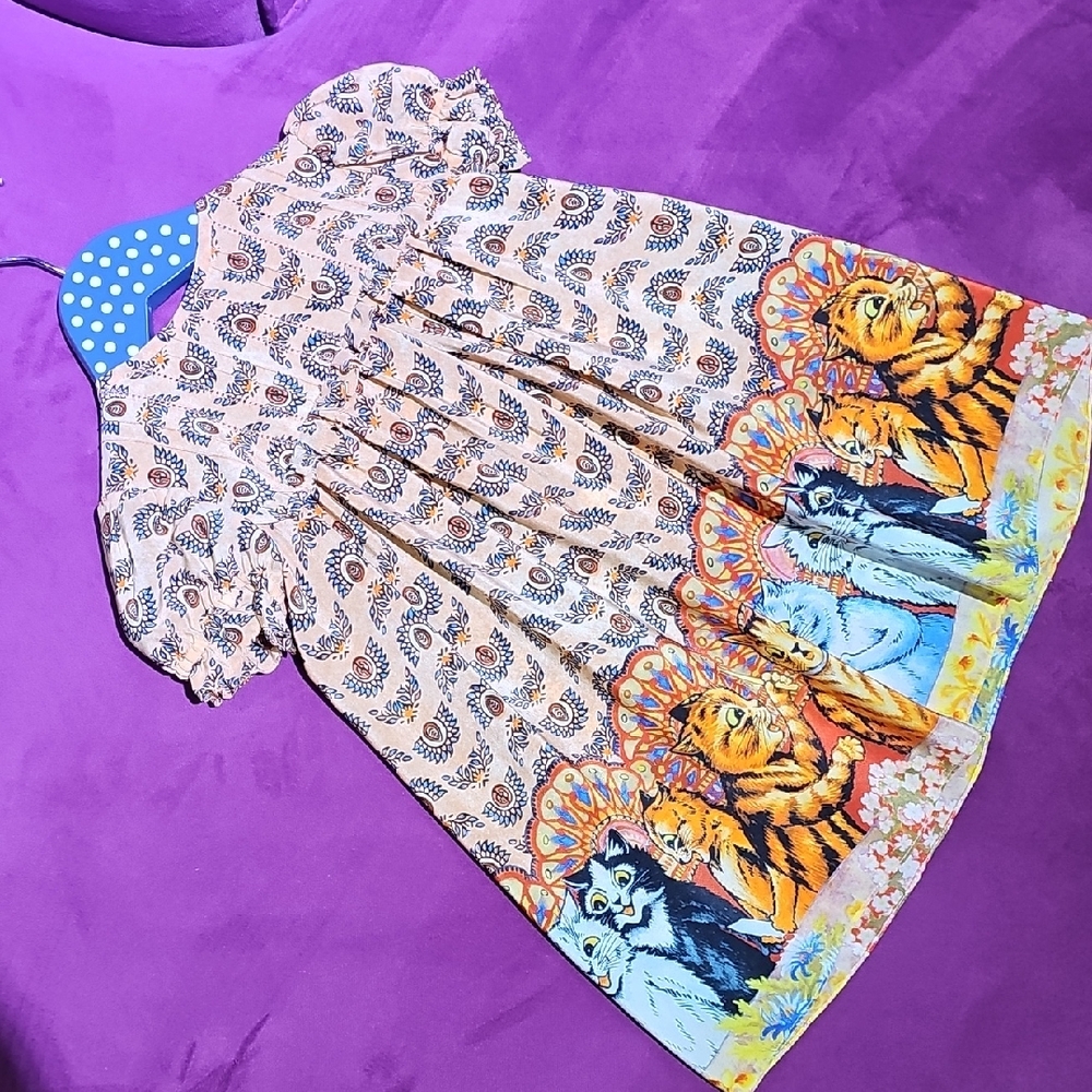 Gucci Kids Dress with Animal Print in Orange and Blue